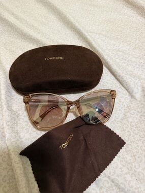 Tom Ford Transparent Pink Cat-Eye Sunglasses with Mirrored Lenses